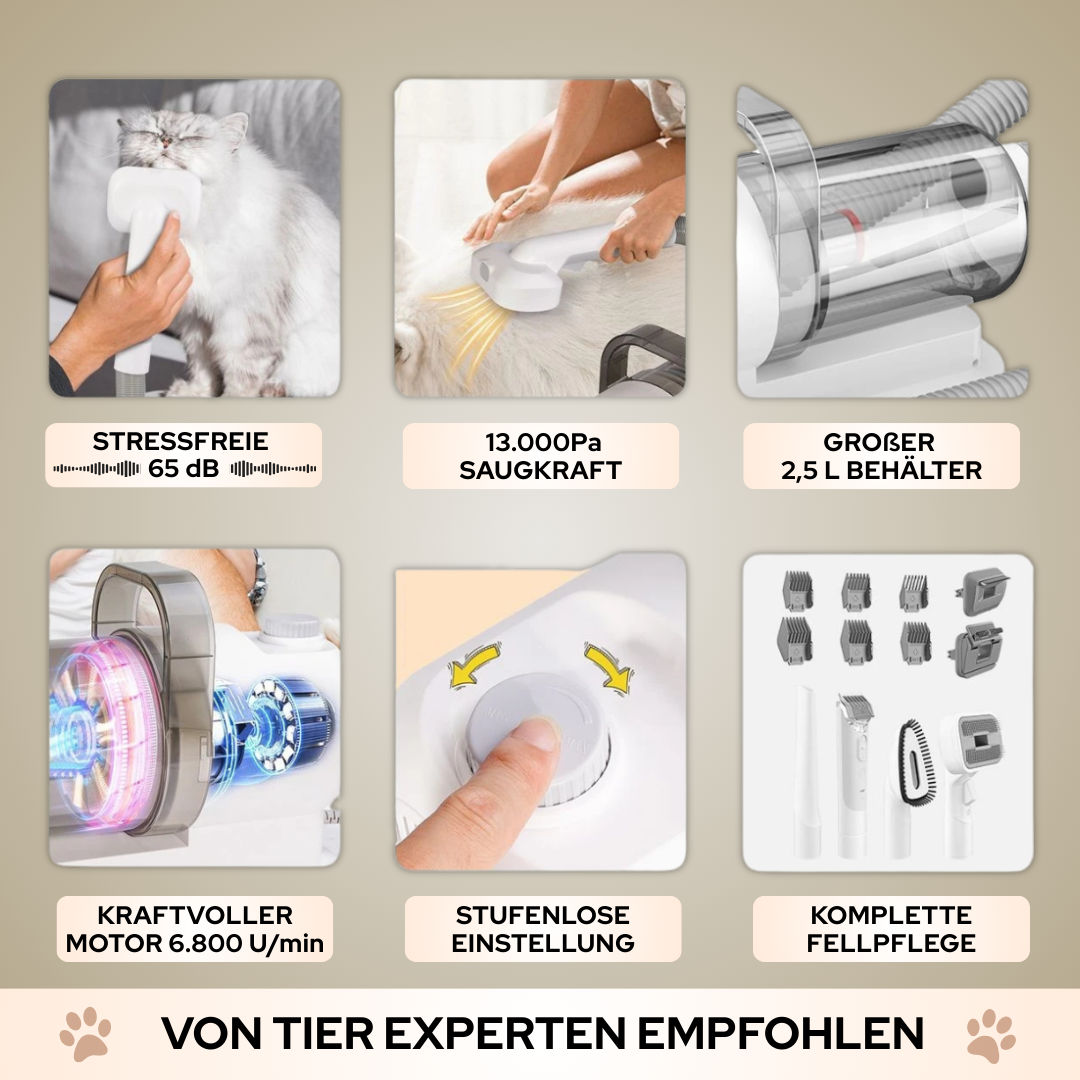 Saint & Coco – 5-in-1 Premium Haustier-Grooming & Saug-Set